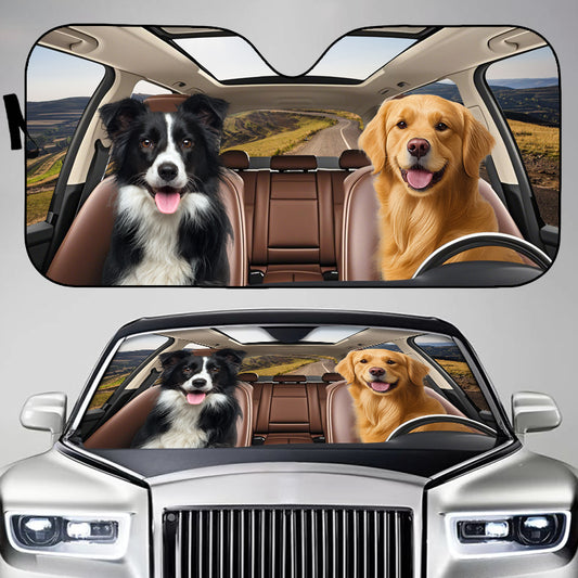 Custom Photo Have Fun Together - Dog Personalized Custom Auto Windshield Sunshade, Car Window Protector - Gift For Pet Owners, Pet Lovers