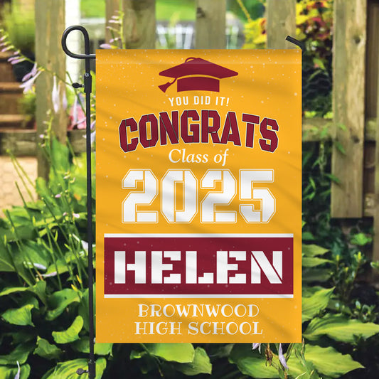 Custom Graduation Garden Flag with Name & School – Personalized Class of 2025 Gift for Son, Daughter, Friend & Graduate