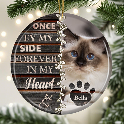 Custom Photo Those We Love Don't Go Away-Ceramic Round Shaped-Sympathy Gift For Pet Owners, Pet Lovers