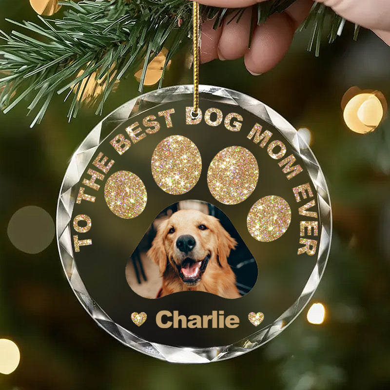 Custom Photo To the Best Pet Parent Ever – Gem-Inspired Round Ornament – Personalized Gift for Dog and Cat Lovers, Moms and Dads