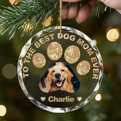 Custom Photo To the Best Pet Parent Ever – Gem-Inspired Round Ornament – Personalized Gift for Dog and Cat Lovers, Moms and Dads