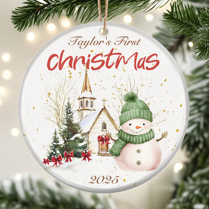 Baby's First Christmas  2025 – Personalized Ceramic Ornament with Custom Holiday Design, Name & Year – Family Keepsake Gift