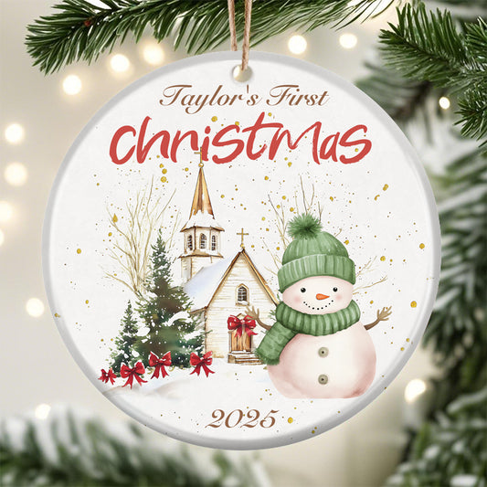 Baby's First Christmas  2025 – Personalized Ceramic Ornament with Custom Holiday Design, Name & Year – Family Keepsake Gift