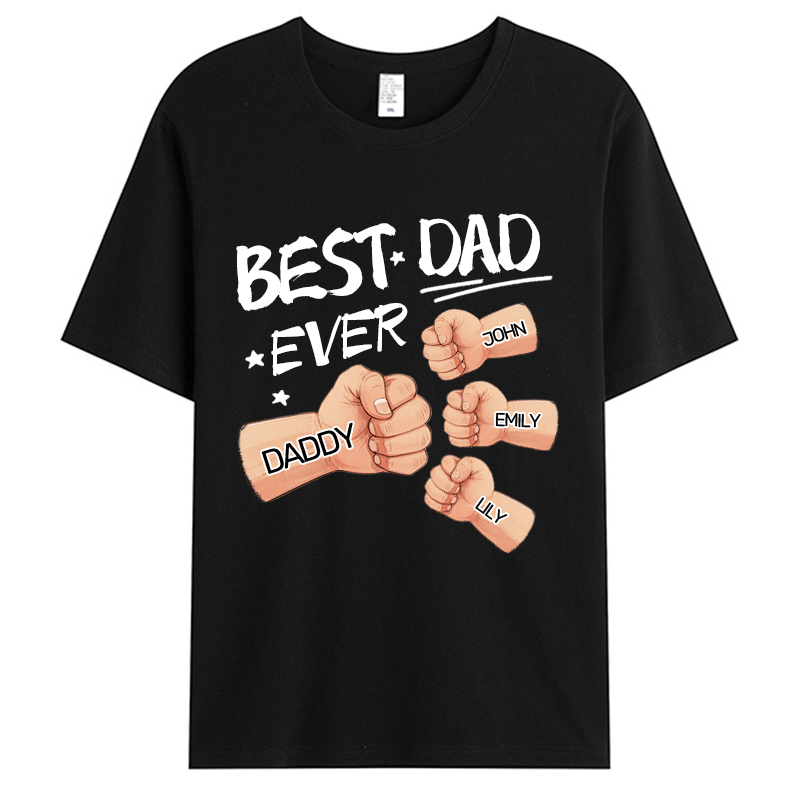 Best Dad Grandpa Ever Fist Bump - Family Personalized Custom Unisex T-shirt - Gift For Dad, Grandpa