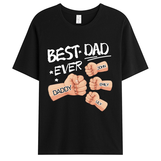 Best Dad Grandpa Ever Fist Bump - Family Personalized Custom Unisex T-shirt - Gift For Dad, Grandpa