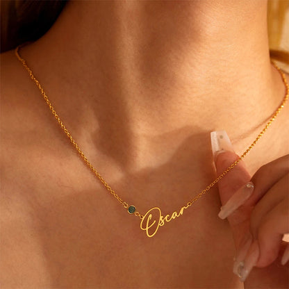 Personalized Name Necklace with Birthstone – Custom Minimalist Jewelry Gift for Loved Ones