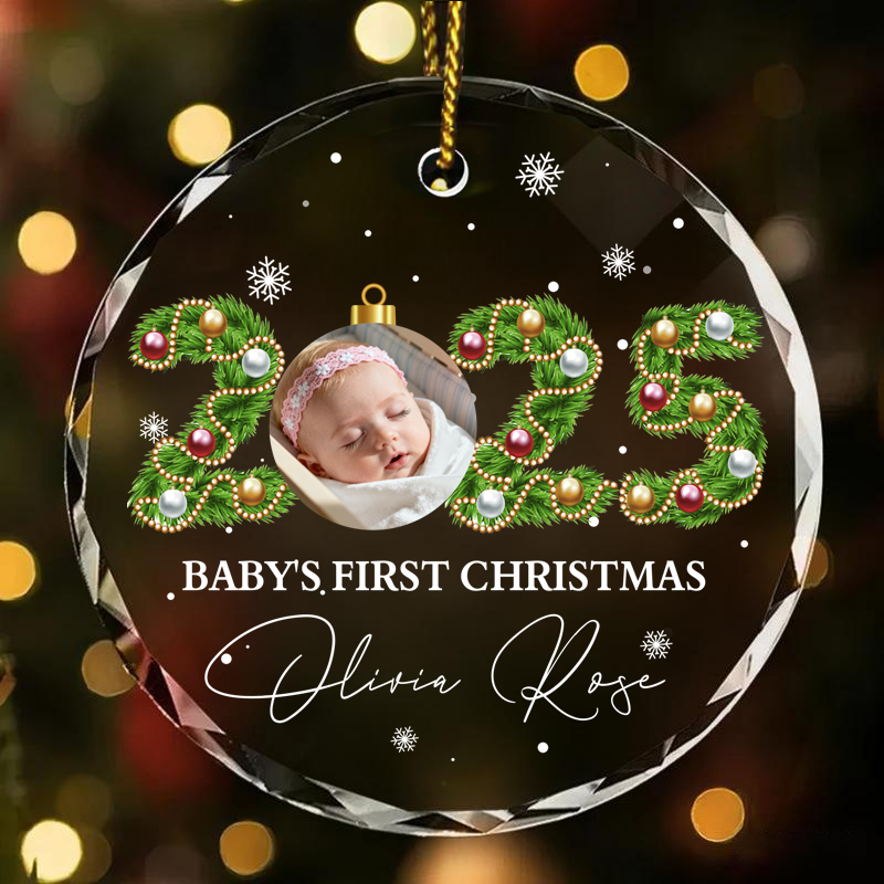 Personalized Baby Photo Ornament – Custom Glass Keepsake for Baby's First Christmas 2025