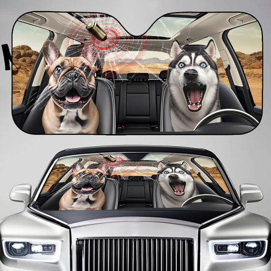 Custom Photo Have Fun Together - Dog/Cat Personalized Custom Auto Windshield Sunshade, Car Window Protector - Gift For Pet Owners, Pet Lovers