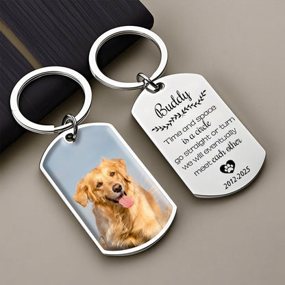 Custom Photo Time And Space Is A Circle-Memorial Personalized Custom Keychain - Sympathy Gift For Pet Owners, Pet Lovers