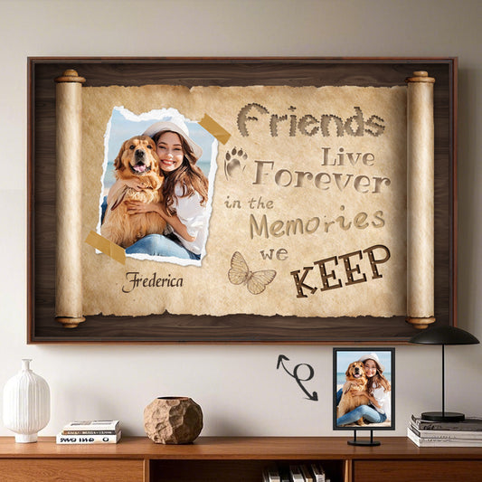 Custom Photo Friends Live Forever- Pets Personalized Custom Horizontal Poster/Canvas - Sympathy Gift For Pet Owners, Pet Lovers