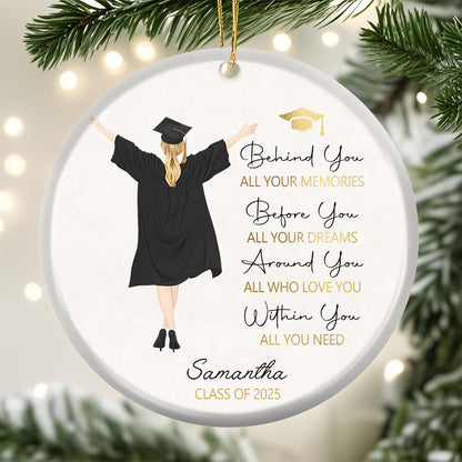 Personalized Graduation Ornament – Custom Silhouette Ceramic Keepsake with Name & Year – Inspirational Gift for Graduate, Parents, or Teachers