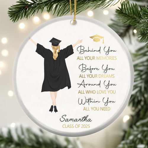 Personalized Graduation Ornament – Custom Silhouette Ceramic Keepsake with Name & Year – Inspirational Gift for Graduate, Parents, or Teachers