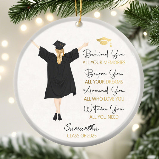 Personalized Graduation Ornament – Custom Silhouette Ceramic Keepsake with Name & Year – Inspirational Gift for Graduate, Parents, or Teachers