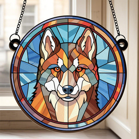 Custom Always by My Side - Memorial Personalized Custom Stained Glass Window Hanging Suncatcher - Sympathy Gift For Pet Owners, Pet Lovers