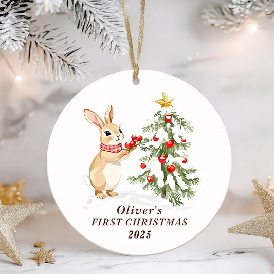 Our First Christmas Together 2025 – Personalized Ceramic Ornament with Custom Holiday Design, Name & Year – Family Keepsake Gift