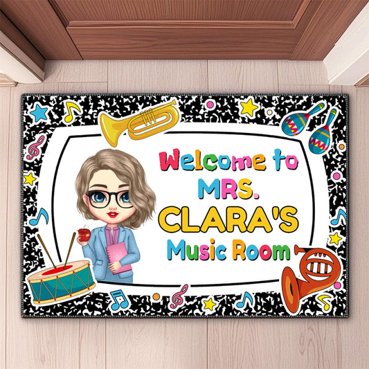 Custom Music Room Doormat – Personalized Name & Character Welcome Mat, Gift for Music Teachers or Music Rooms