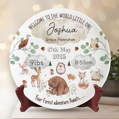 Custom Baby Birth Announcement Plate – Personalized Ceramic Keepsake with Name & Birth Details – Gift for New Parents, Baby Arrival, or Christening