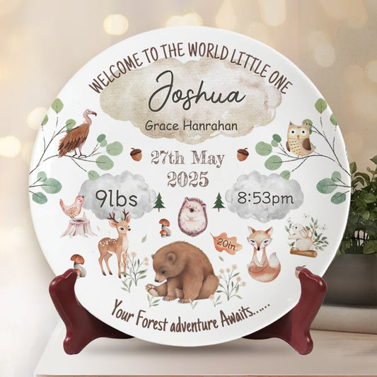 Custom Baby Birth Announcement Plate – Personalized Ceramic Keepsake with Name & Birth Details – Gift for New Parents, Baby Arrival, or Christening