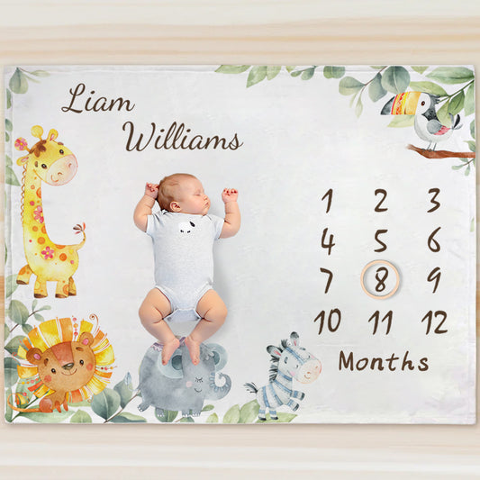 Custom Baby Milestone Blanket – Personalized Keepsake with Name – Perfect Baby Shower or Newborn Gift