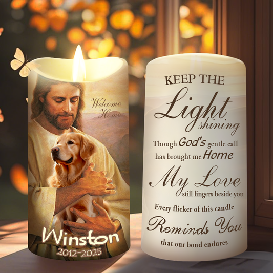 Custom Photo Keep The Light shining-Memorial Personalized Custom LED Candle - Sympathy Gift For Pet Owners, Pet Lovers