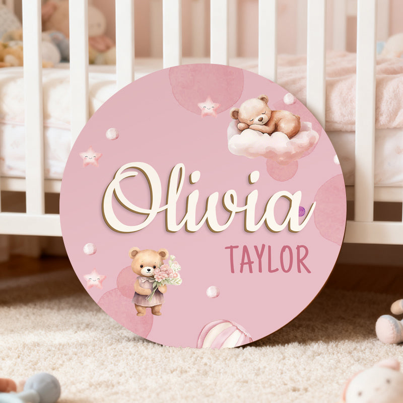 Personalized Baby Name Wooden Sign – Custom Starry Sky Design for Nursery, Hospital Door, or Baby Shower Gift