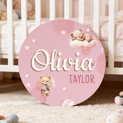 Personalized Baby Name Wooden Sign – Custom Starry Sky Design for Nursery, Hospital Door, or Baby Shower Gift