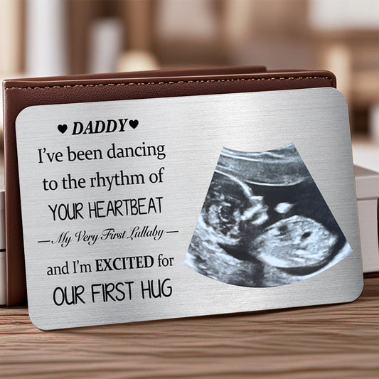 Dancing to Your Heartbeat – Personalized Ultrasound Wallet Card – Gift for Expecting Dads & Moms