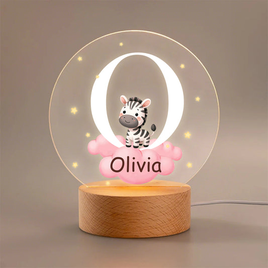 Personalized Baby Night Light with Animal Design – Custom Name & Initial – Unique Gift for Baby Showers & Newborns