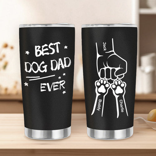 Custom Personalized “Best Dog Dad/Mom – Paw Fist Bump” 20oz Stainless Steel Tumbler – Perfect Gift for Dog & Cat Parents, Pet Lovers