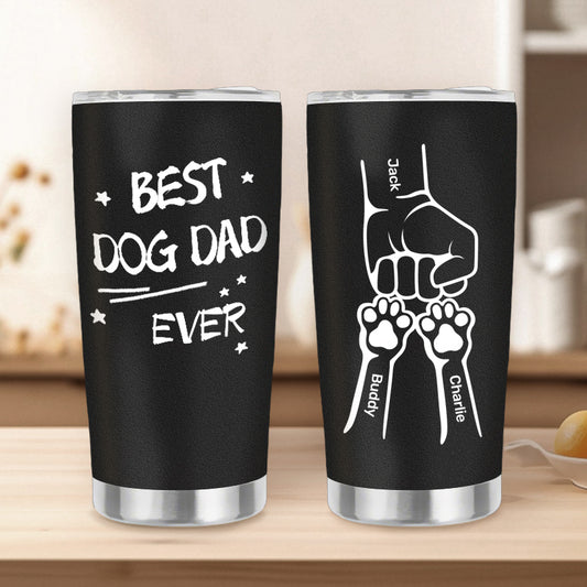 Custom Personalized “Best Dog Dad/Mom – Paw Fist Bump” 20oz Stainless Steel Tumbler – Perfect Gift for Dog & Cat Parents, Pet Lovers