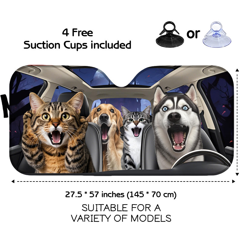 Custom Photo Pets Are Family, They Make Life Brighter - Pet Personalized Custom Auto Windshield Sunshade, Car Window Protector - Gift For Pet Owners, Pet Lovers