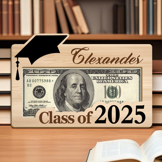 Custom 2-Layer Graduation Money Holder Plaque – Class of 2025 Gift for Son, Daughter & Grandchild of Proud Families