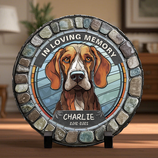 Custom In Memory of a Gentle Soul- Memorial Personalized Custom 3D Mosaic Faux Stained Glass Print Round Shaped Memorial Stone  - Sympathy Gift For Pet Owners, Pet Lovers