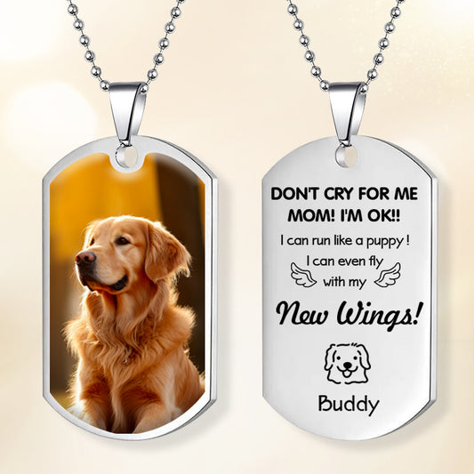 Custom Photo “Don’t Cry For Me” Personalized Memorial Necklace – Sympathy Gift for Pet Lovers & Pet Loss Remembrance