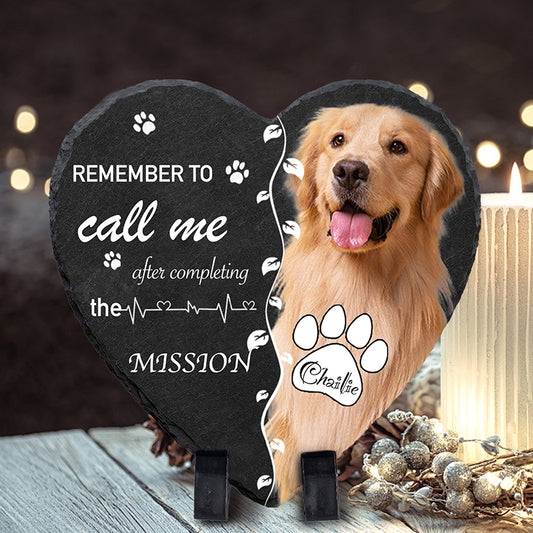 Custom Photo Remember to Call Me！Pet Memorial Heart - shaped Stone Custom pet loss - Sympathy Gift For Pet Owners, Pet Lovers