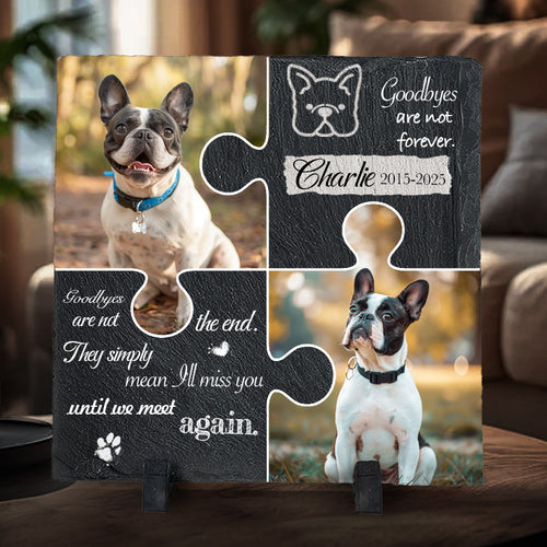 Custom Photo Goodbyes Are Not Forever- Pet Memorial Square-shaped Stone Custom - Sympathy Gift For Pet Owners, Pet Lovers