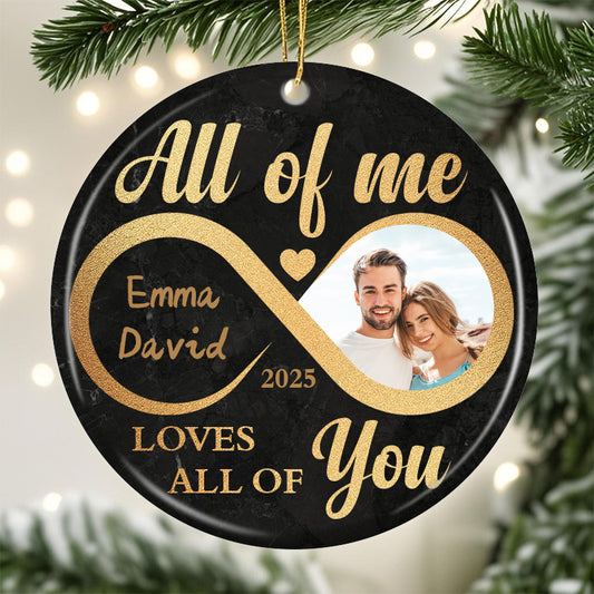 Personalized Couple Infinity Ornament – Custom Ceramic Keepsake with Photo, Names & Date – Romantic Gift for Anniversary, Wedding, or First Christmas