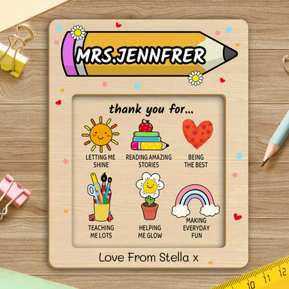 Personalized Wooden Sticky Note Holder with Custom Name Notes – Perfect Gift for Teachers