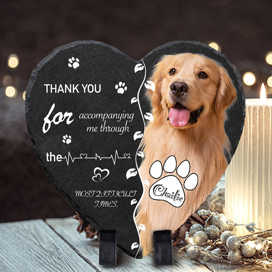 Custom Photo Thank You for Accompanying me! Pet Memorial Heart-shaped Stone Custom pet loss - Sympathy Gift For Pet Owners, Pet Lovers