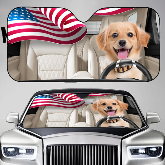 Custom Photo Happy Family Happy Trip - Pet Personalized Custom Auto Windshield Sunshade, Car Window Protector - Gift For Pet Owners, Pet Lovers