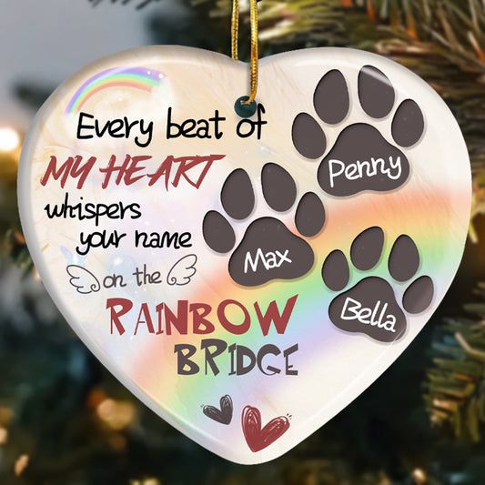 Custom Every Beat Of My Heart Whispers Your Name-Ceramic Heart Shaped-Sympathy Gift For Pet Owners, Pet Lovers