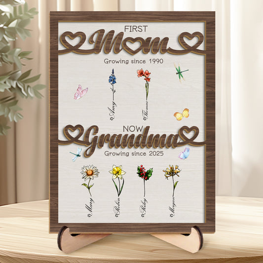 Custom Personalized Birth Month Flowers Mothers Day, Custom Grandma's Garden Wooden Sign, Gift For Mom, Gift For Grandma, Mother's Day Gift