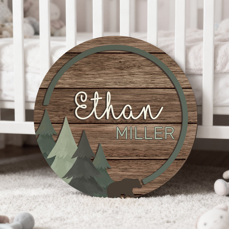 Personalized Baby Name Wooden Sign – Custom Floral Design for Nursery, Hospital Door, or Baby Shower Gift