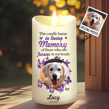Custom Photo This Candle Burns In Loving Memory -Memorial Personalized Custom LED Candle - Sympathy Gift For Pet Owners, Pet Lovers