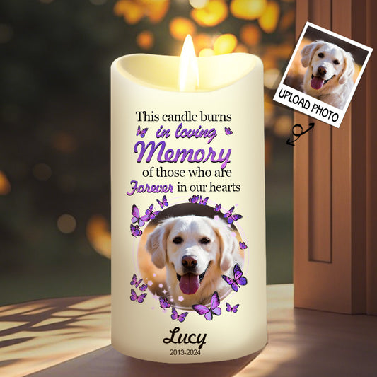 Custom Photo This Candle Burns In Loving Memory -Memorial Personalized Custom LED Candle - Sympathy Gift For Pet Owners, Pet Lovers