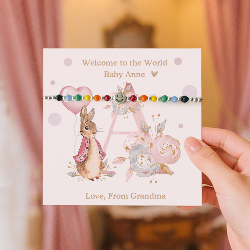 Custom Newborn Gift Box – Baby Bracelet with Personalized Name Card – 925 Sterling Silver Keepsake for Baby Shower or Welcome Gift