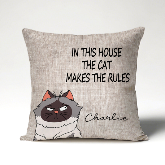 Custom We Rule The House Cat Version- Personalized Custom Pillow - Home Decor, Birthday, Funny, Housewarming Gift For Pet Lovers, Cat Lovers