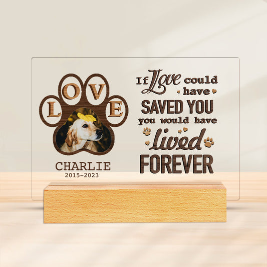 Custom Photo If Love Could Have Saved You. Personalized Pet Memorial Acrylic Night Light-Sympathy Gift For Pet Owners, Pet Lovers