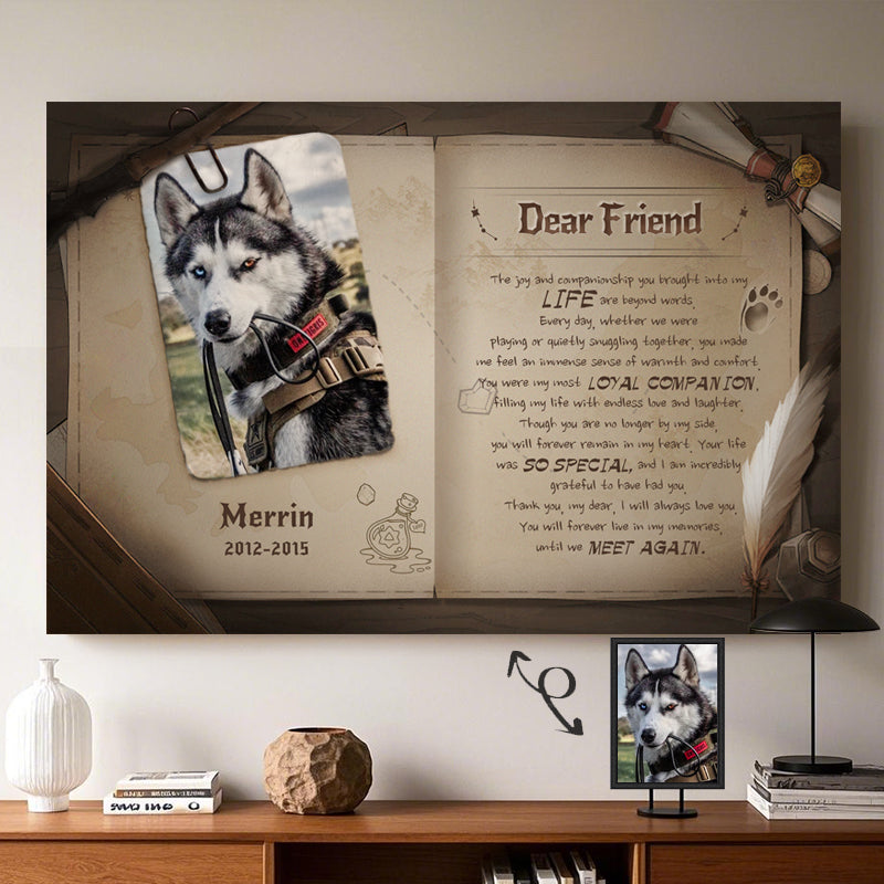 Custom Photo Dear Friend- Pets Personalized Custom Horizontal Poster/Canvas - Sympathy Gift For Pet Owners, Pet Lovers