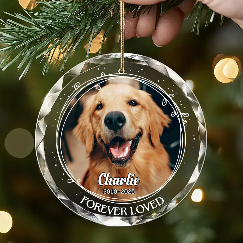 Personalized Pet Memorial Ornament – Custom Glass Keepsake with Photo, Name & Dates – Forever Loved Tribute Gift for Pet Loss, Dog or Cat Owners